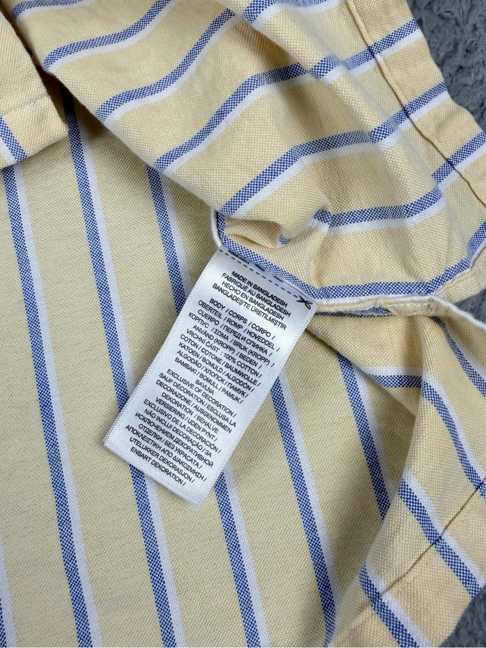 Polo Ralph Lauren Oxford Camp Shirt Boys Youth Large (14-16) Yellow Striped Pony - Picture 10 of 10